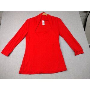M/M Women's Red 3/4 Sleeve Scoop Neck Shrug Casual Formal Top Blouse USED